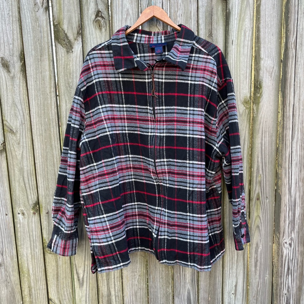 Denim & Co. 2XL Flannel Full Zip Top